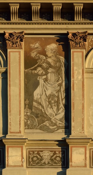 Allegorie Goldschmiedekunst-Museum für angewandte Kunst Fassade ueber Eingang DSC 4992w