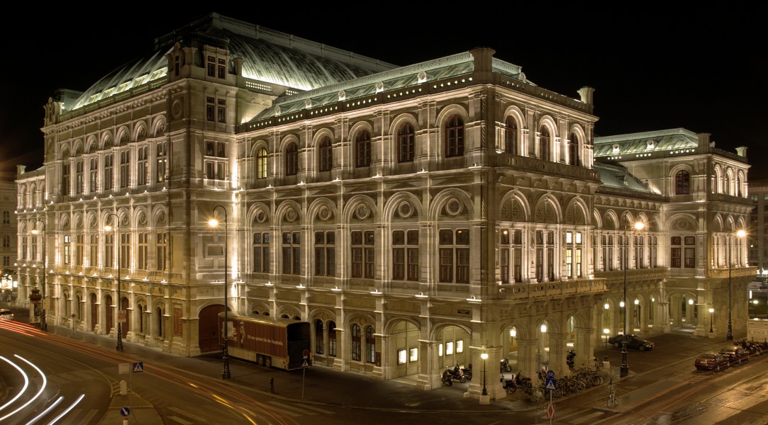 State Opera in Vienna in night from backside