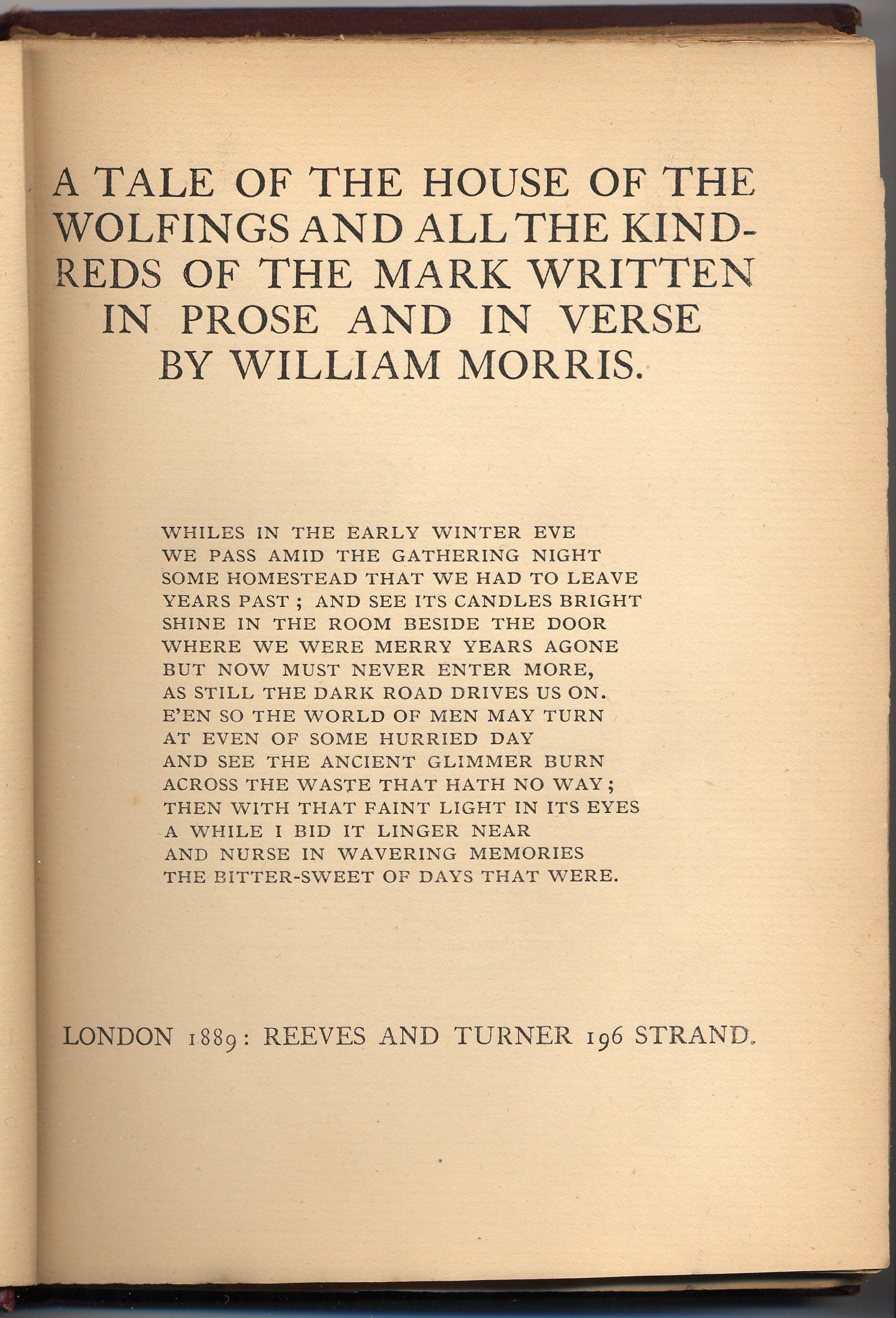 House of the Wolfings Title Page First Edition 1889