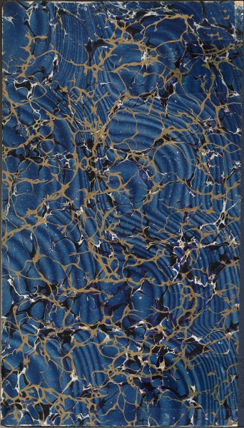 Blue and golden paper marbling, book back cover, Germany, around 1880