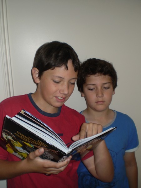 Children engaged in reading task