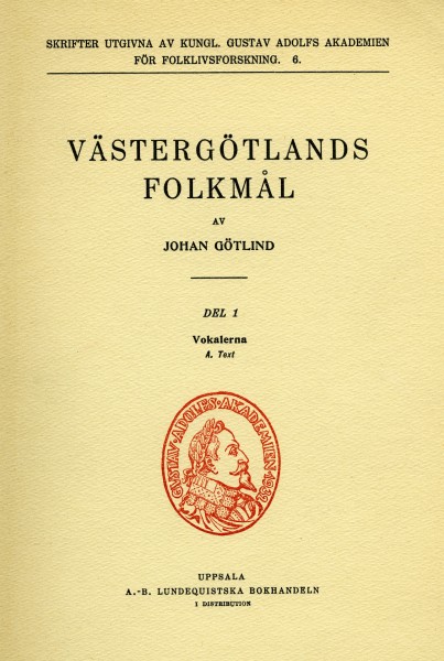 Götlind, Västergötlands folkmål Del 1 (1940-41) omslag
