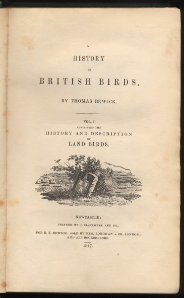 History of British Birds by Thomas Bewick title page Vol 1 1847 edition