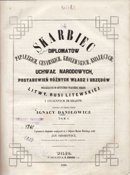 Ignacy Danilowicz Skarbiec Diplomatow