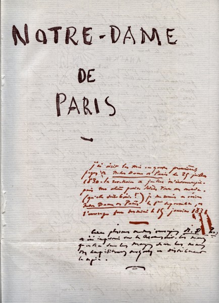 Notre Dame de Paris Victor Hugo Manuscrit 1