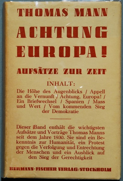 Thomas Mann Achtung, Europa! 1938