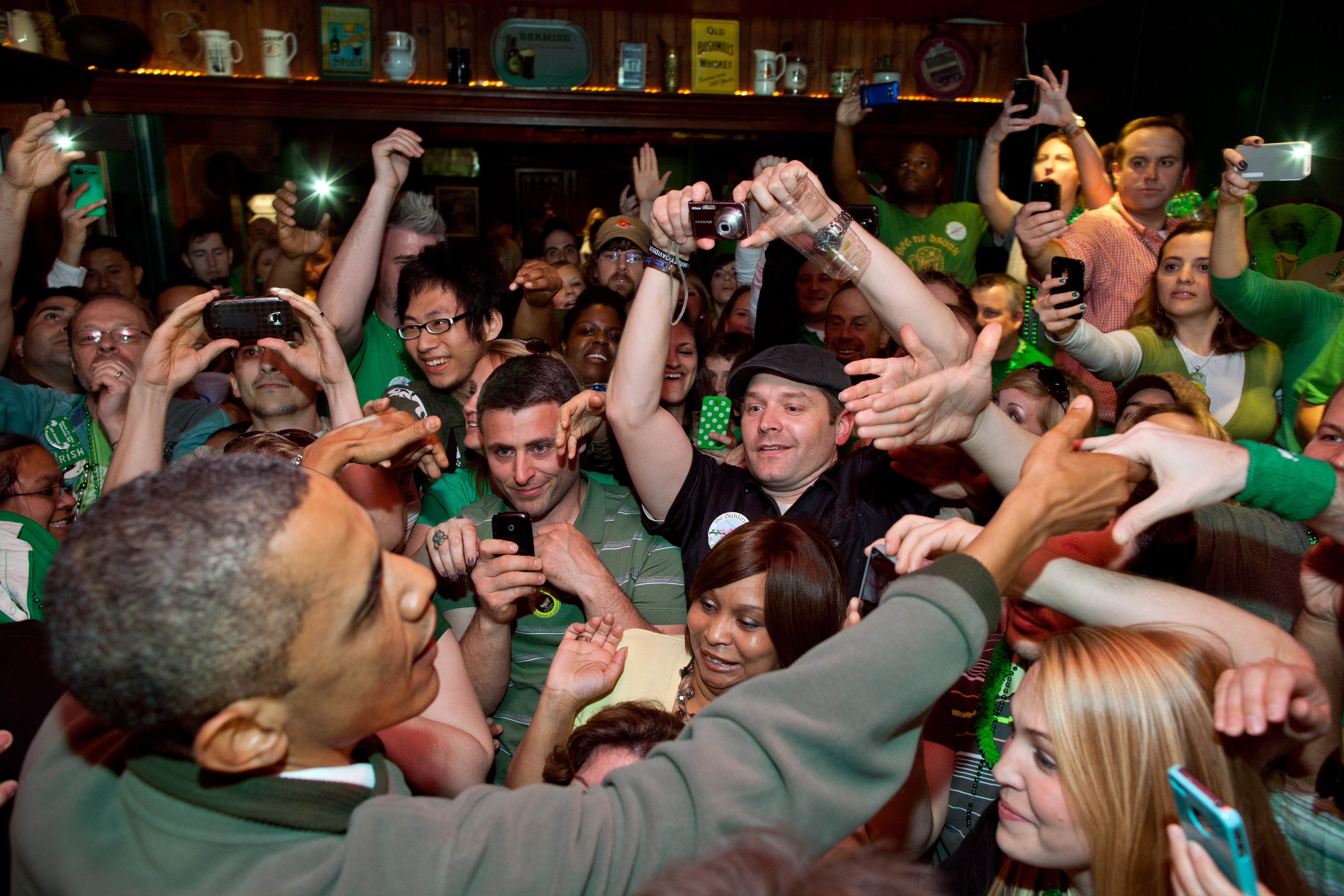 Barack Obama in an Irish pub on Saint Patrick's Day 2012