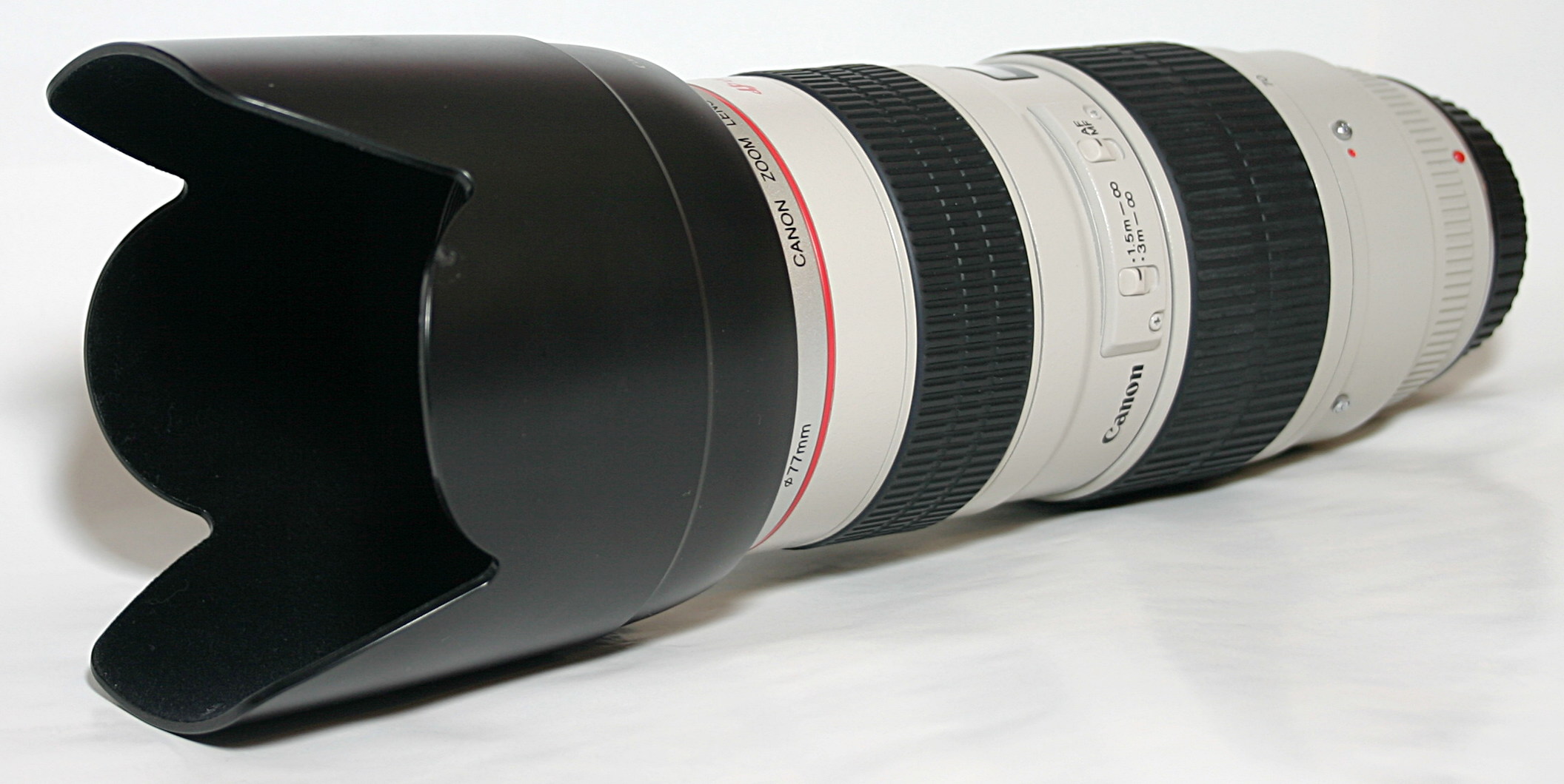 Canon EF 70-200mm F2.8L lens with hood