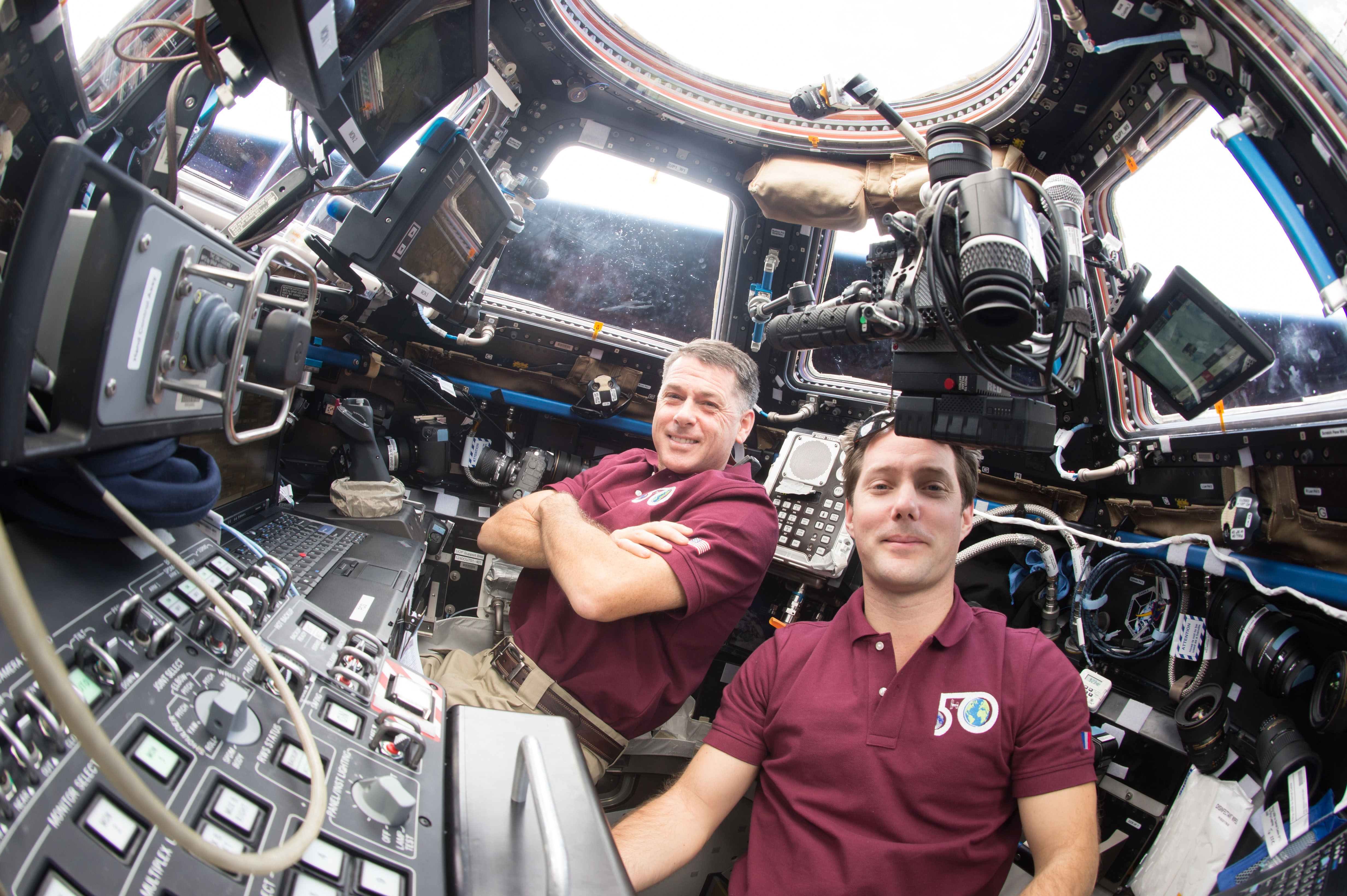 ISS-50 Thomas Pesquet and Shane Kimbrough in the Cupola (1)