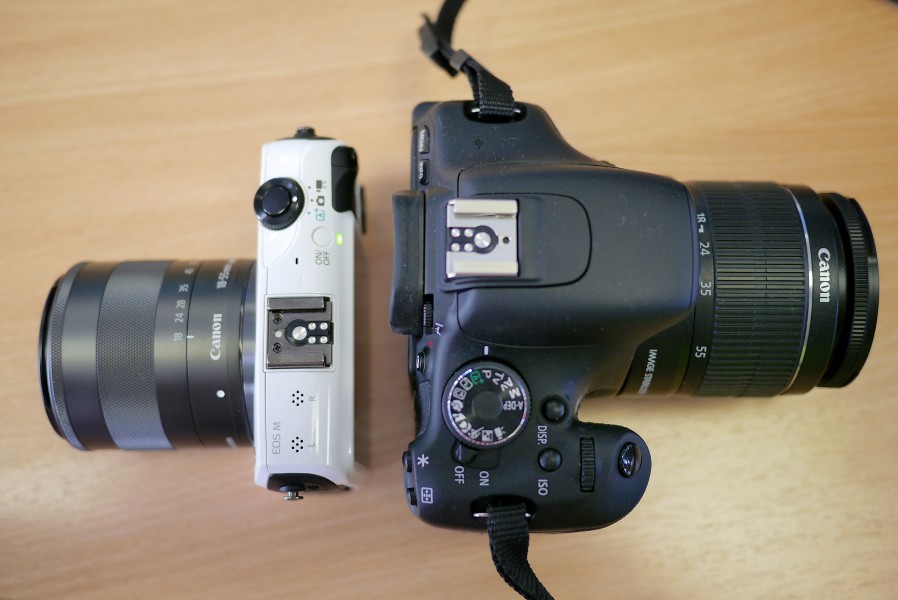 Canon EOS M vs. Canon EOS 600D (top view)