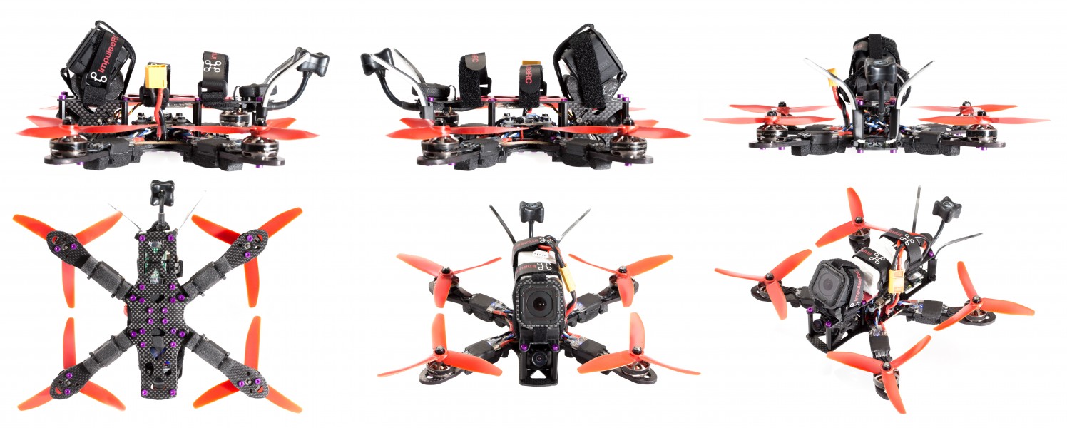 ImpulseRC Alien 5″ FPV quad with components collage
