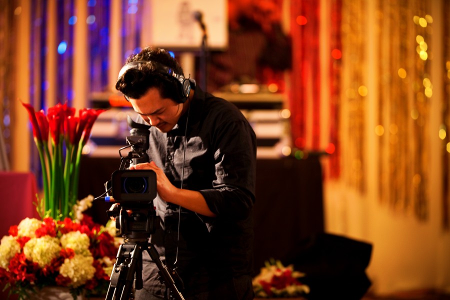 Jeremy Castillo with a movie camera