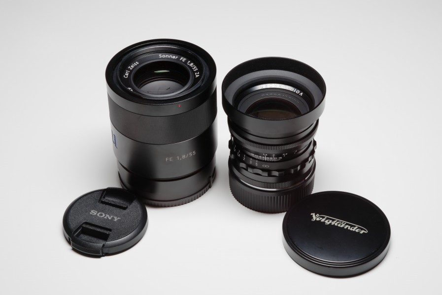 Sony Zeiss Sonnar 55mm f1,8 lens and Cosina Voigtlaender 50mm f1,5 Nokton