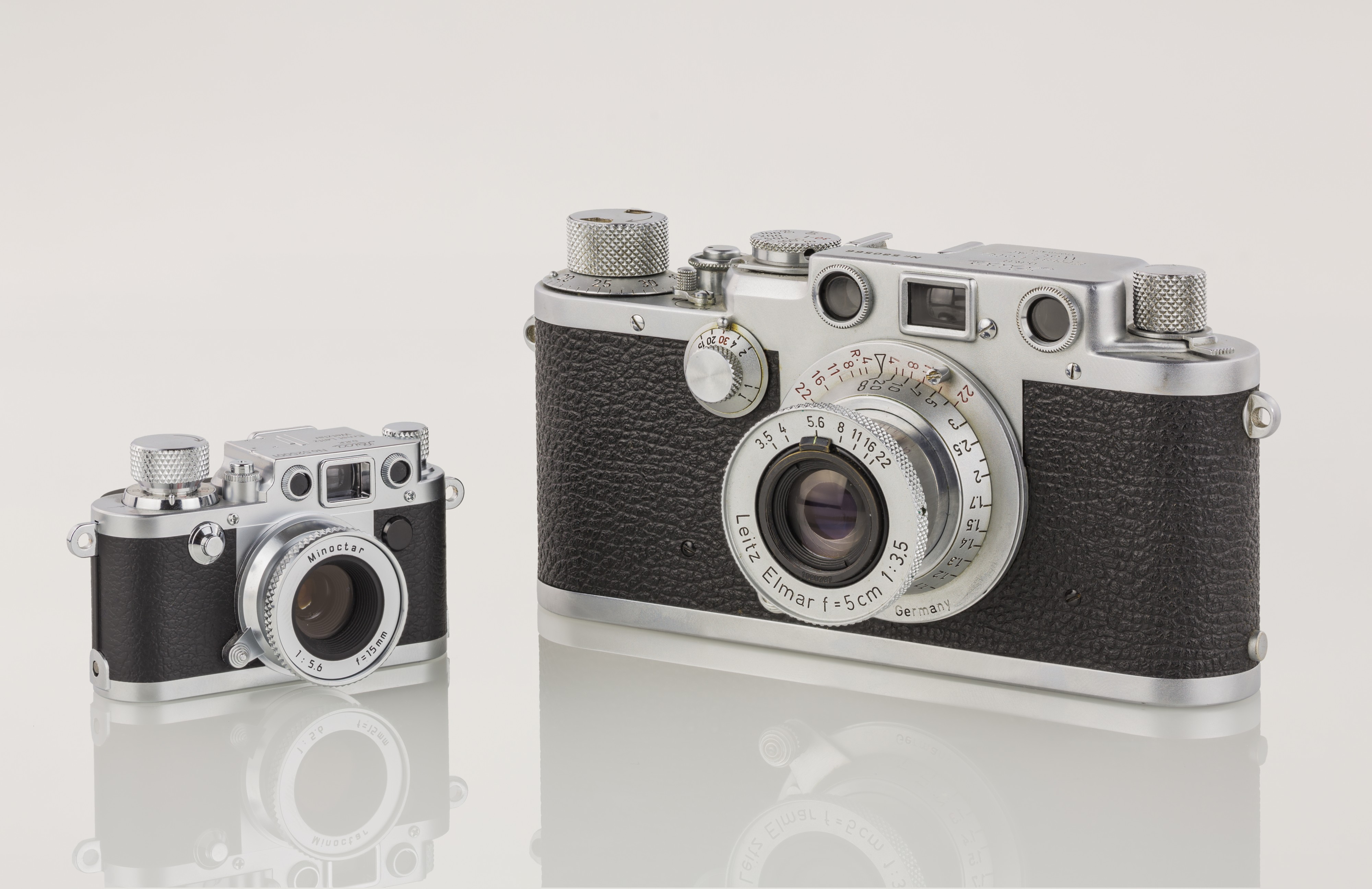 LEI0440 190 Leica IIIf chrom - Sn. 580566 1951-52-M39 vs. Minox Leica IIIf O-6097 hf