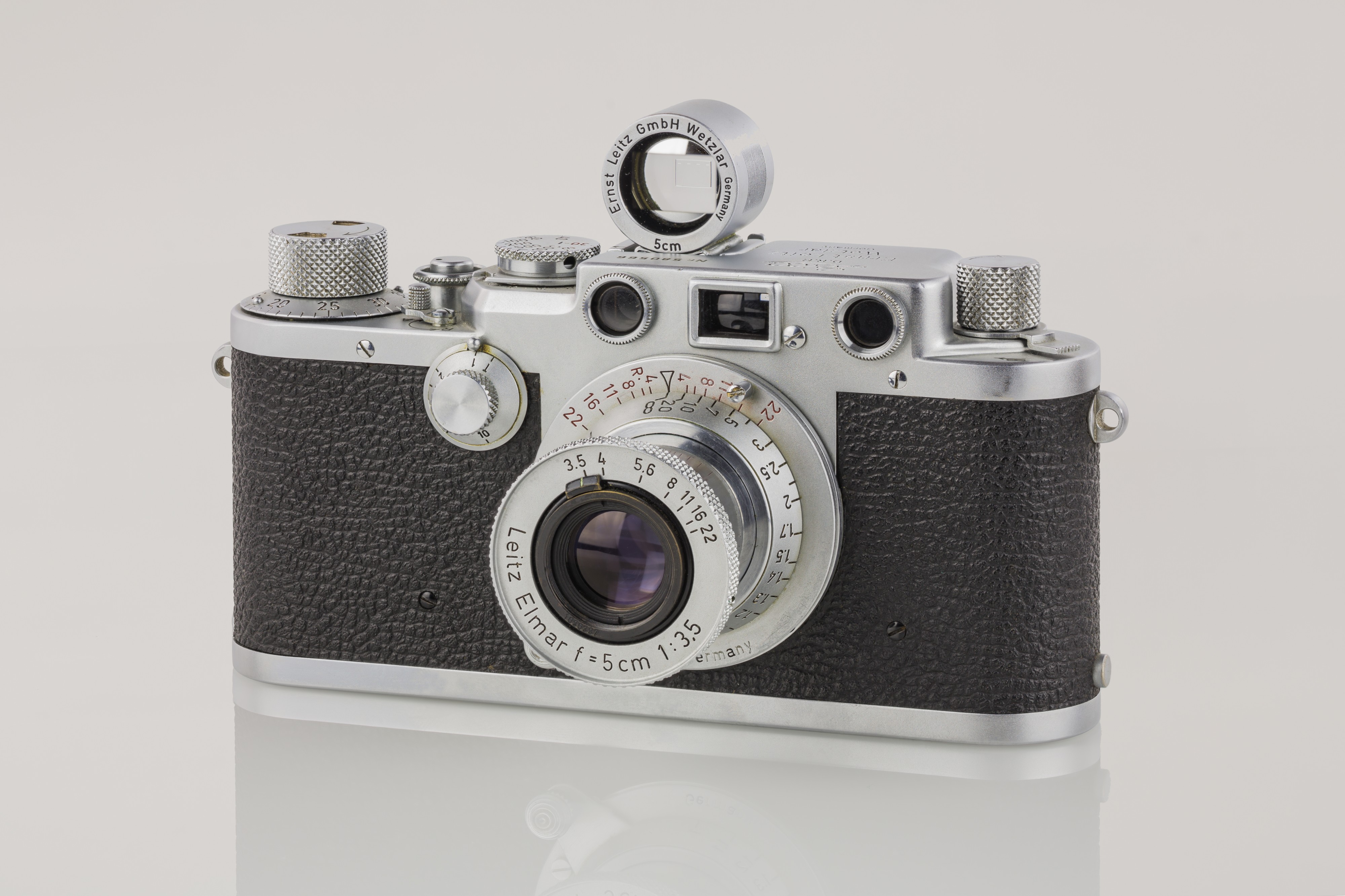 LEI0440 Leica IIIf chrom - Sn. 580566 1951-52-M39 Blitzsynchron front view Aufstecksucher-6548 hf-