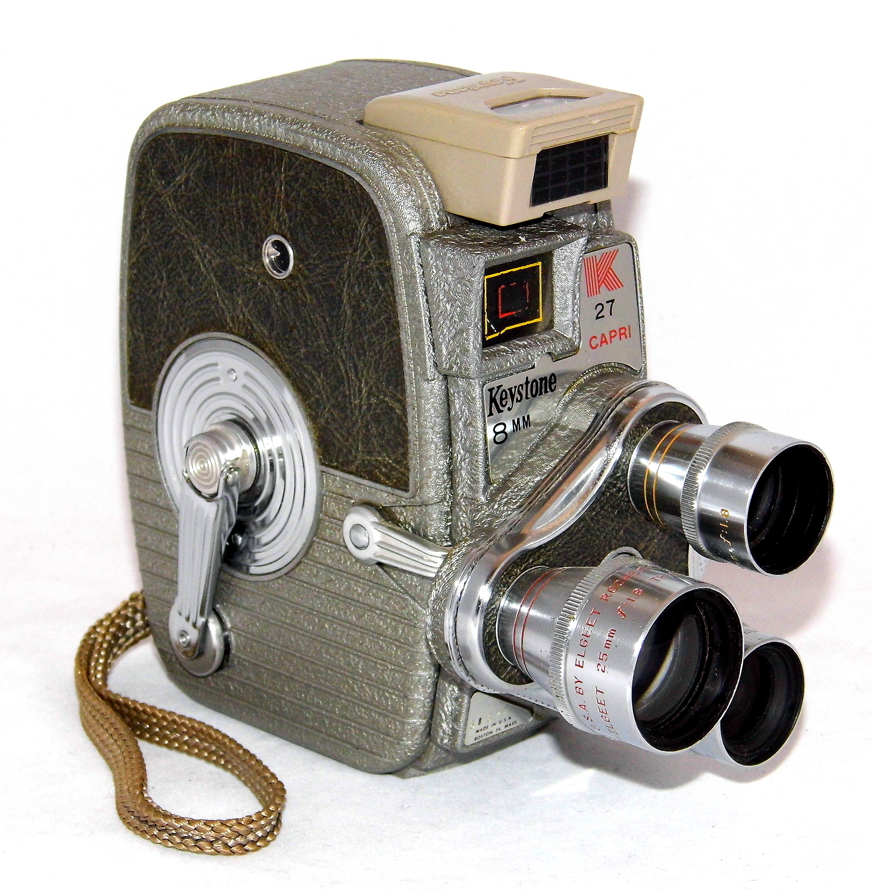 Vintage Keystone Model K-27 Rollfilm Triple Turret 8mm Movie Camera, Made In USA, Circa 1958 (22876870575)