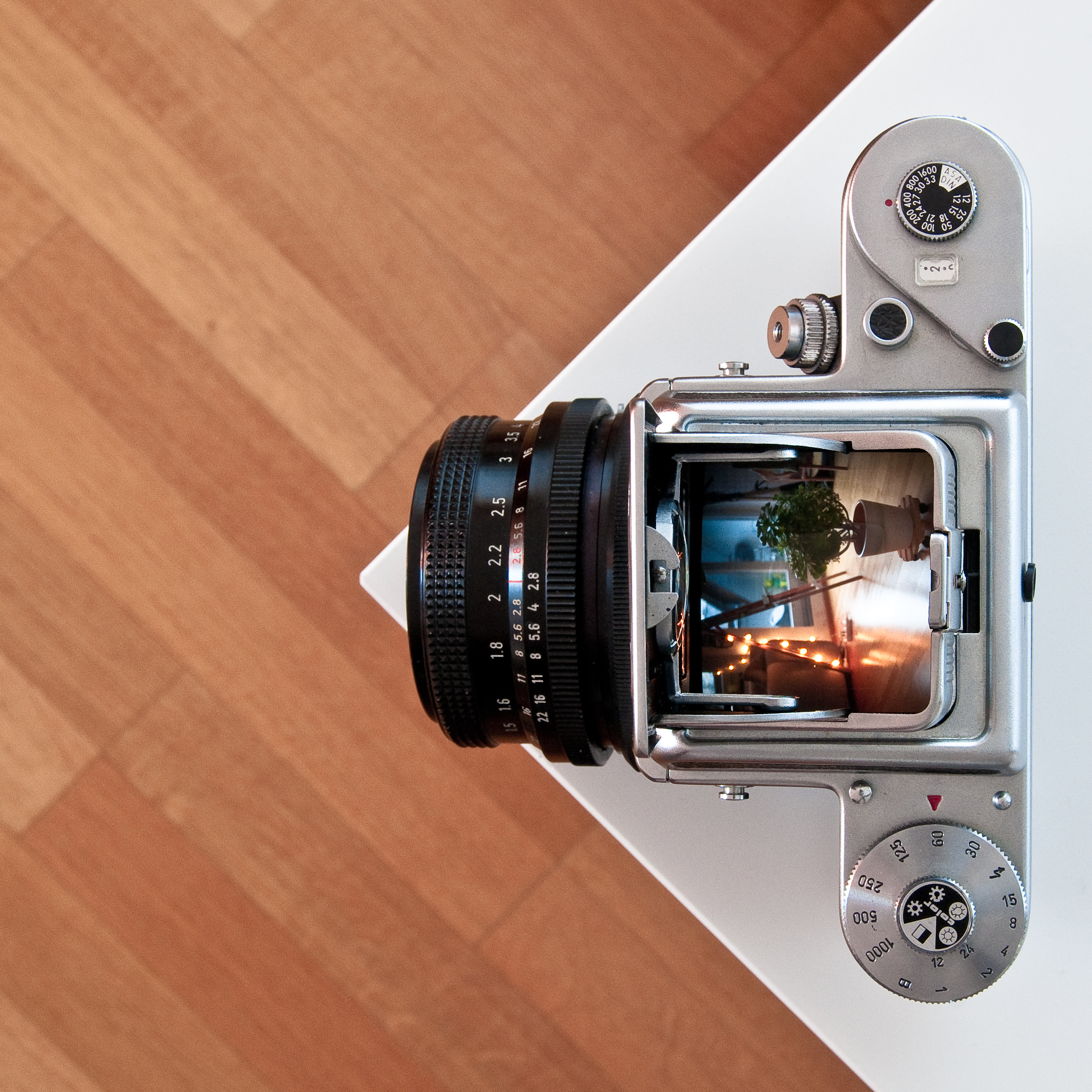 Waist-level viewfinder - Pentacon six TL medium format (6×6) camera