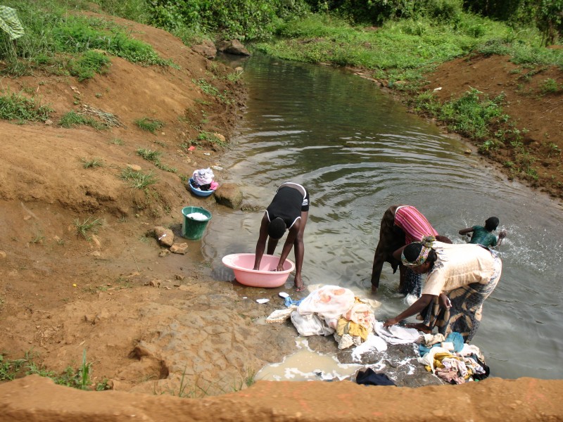 Women washing clothes in Cameroon