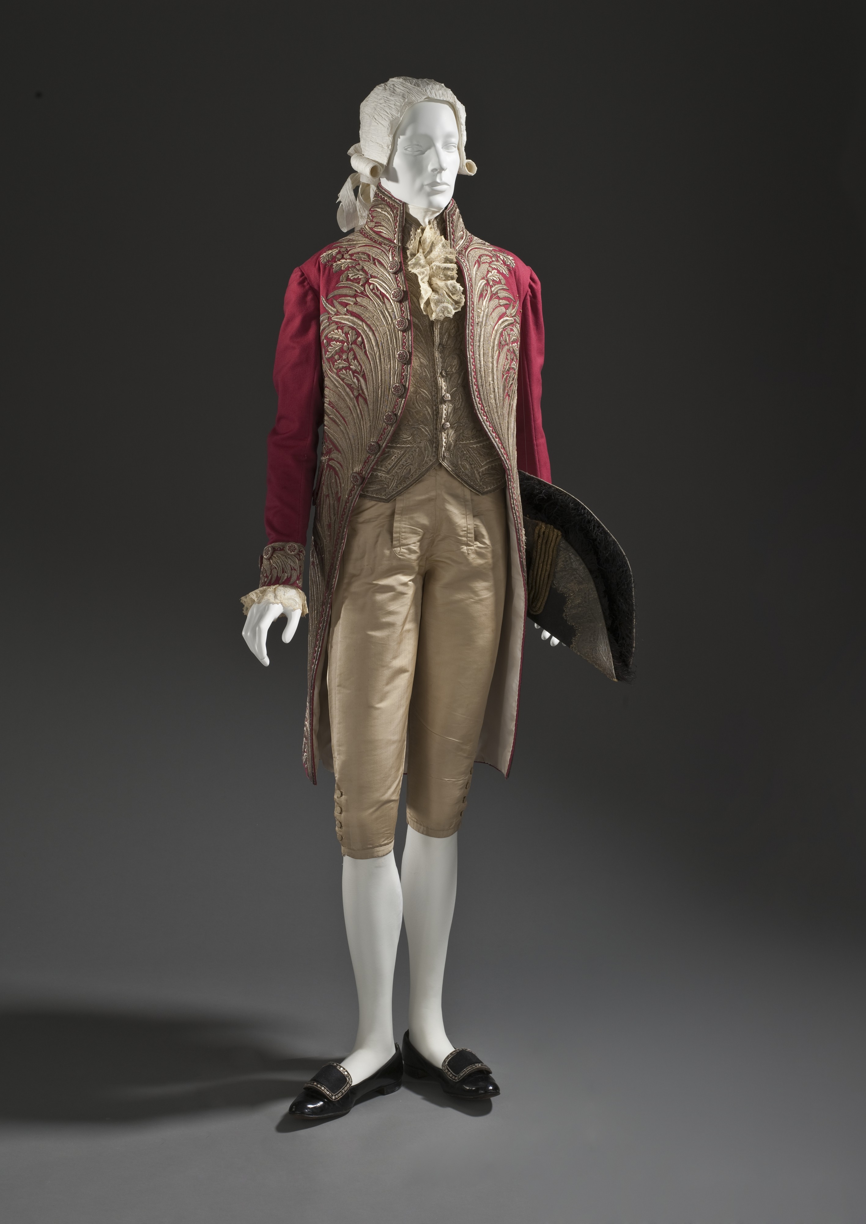 Man's coat and vest with metal-thread embroidery c. 1800