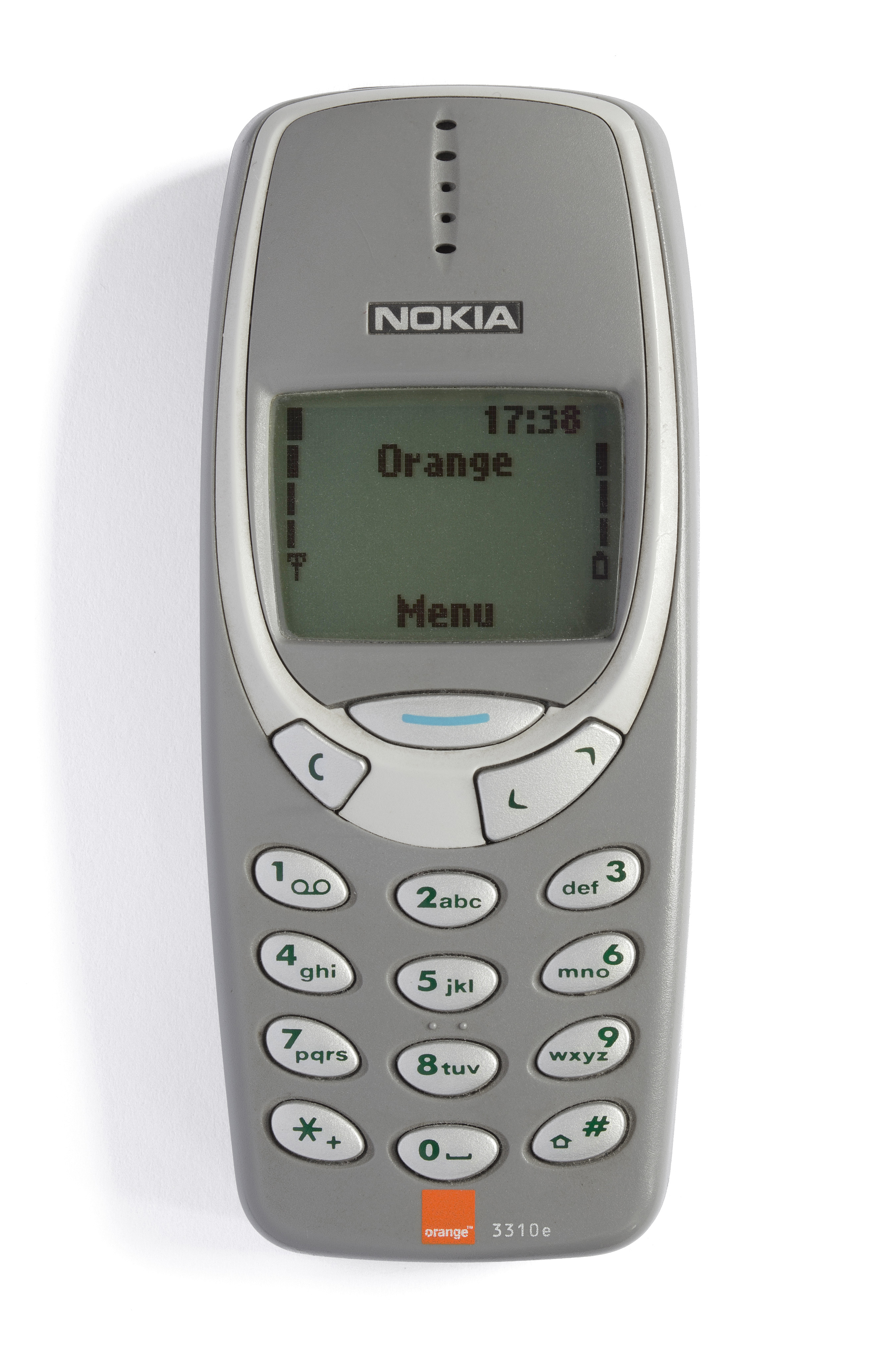 Nokia 3310 grey front (tidied and enhanced)