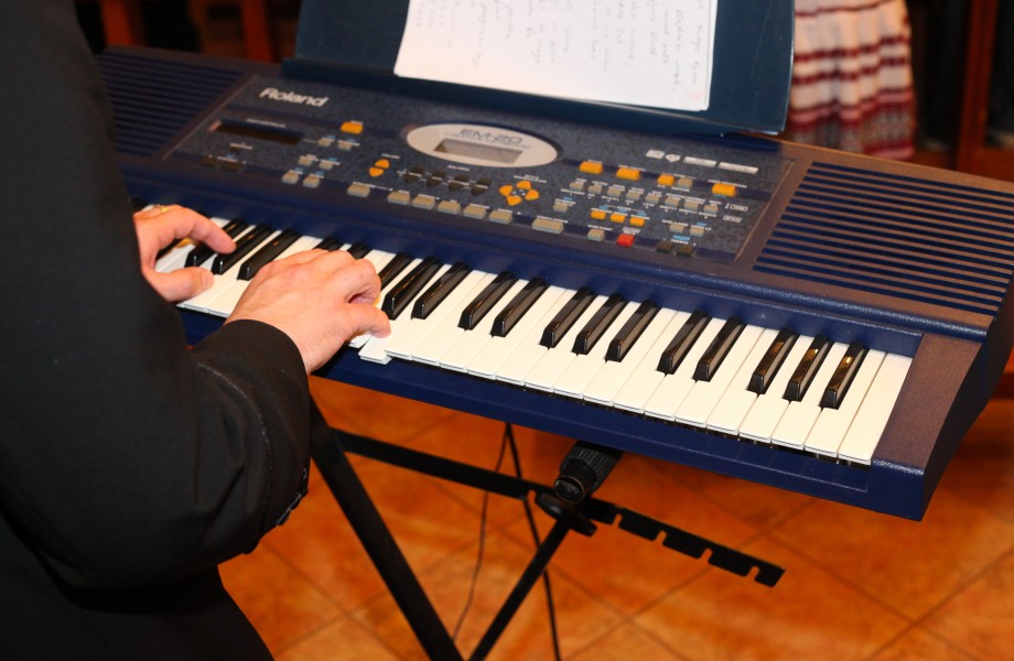 a Roland keyboard in a Church