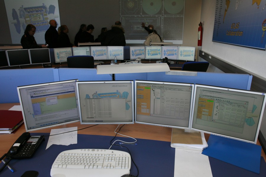 CERN control room computer monitors