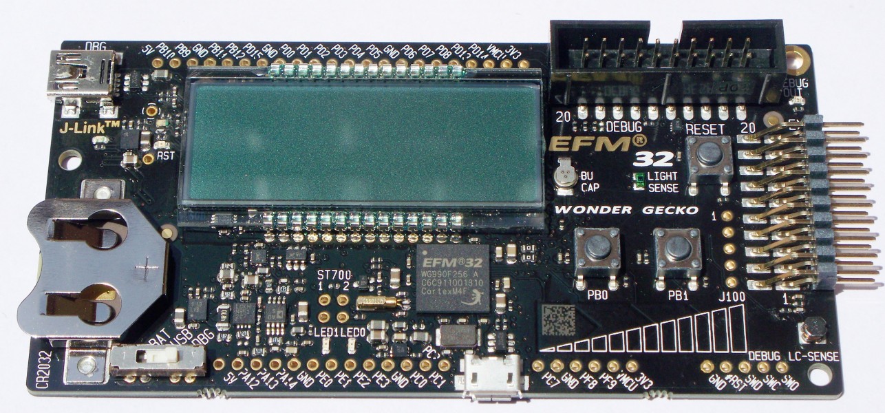 Energy Micro Woder Gecko STK showing EFM32WG990F256 (ARM Cortex-M4F) MCU