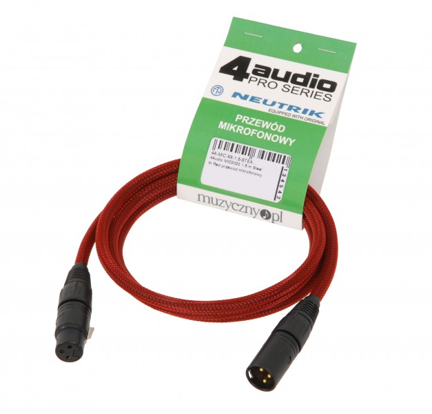 Przewód mikrofonowy MIC2022 1,5m Stealth Red w czerwonym oplocie firmy 4Audio