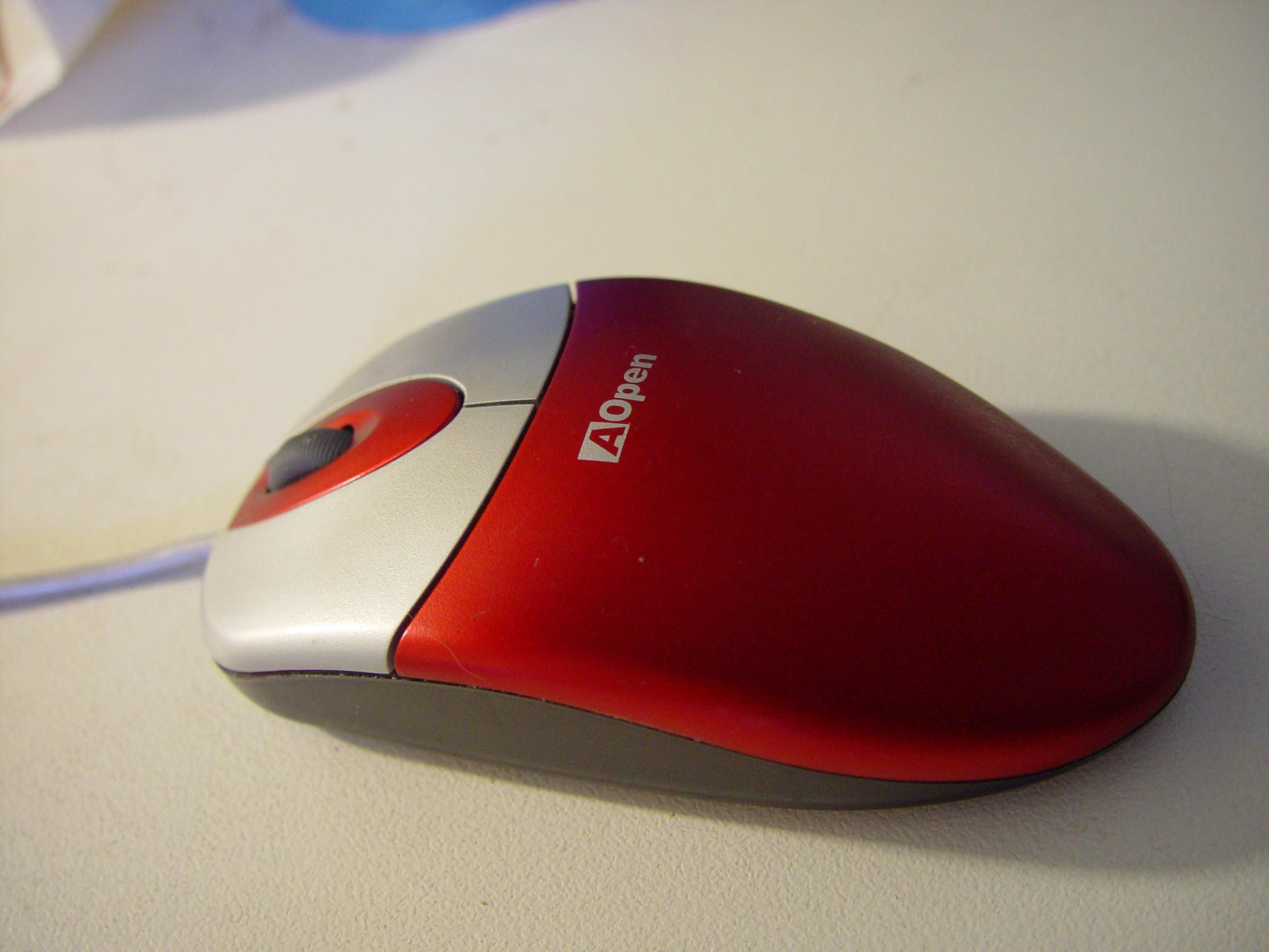 Red aopen computer optical mouse