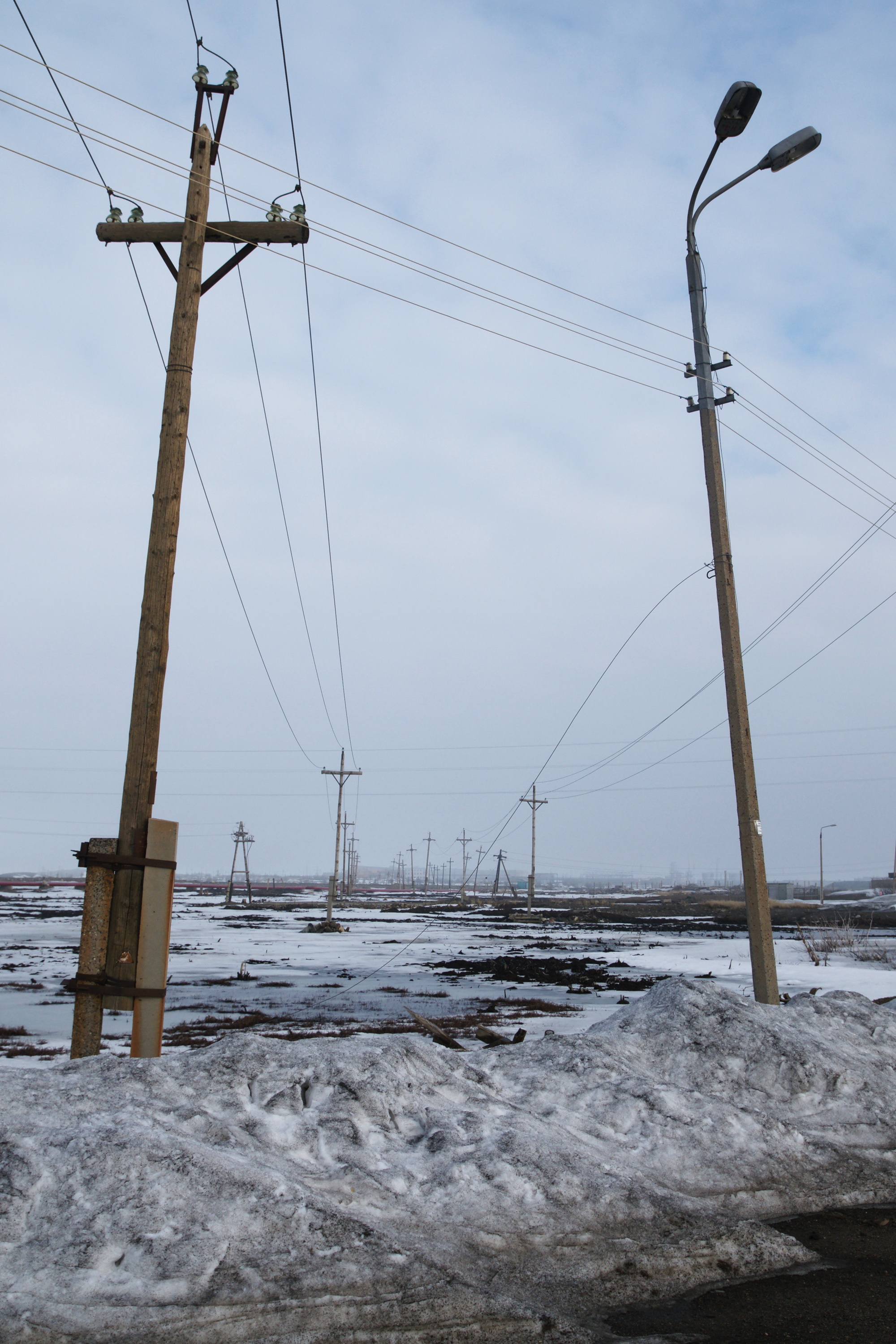 Utility poles in Monchegorsk