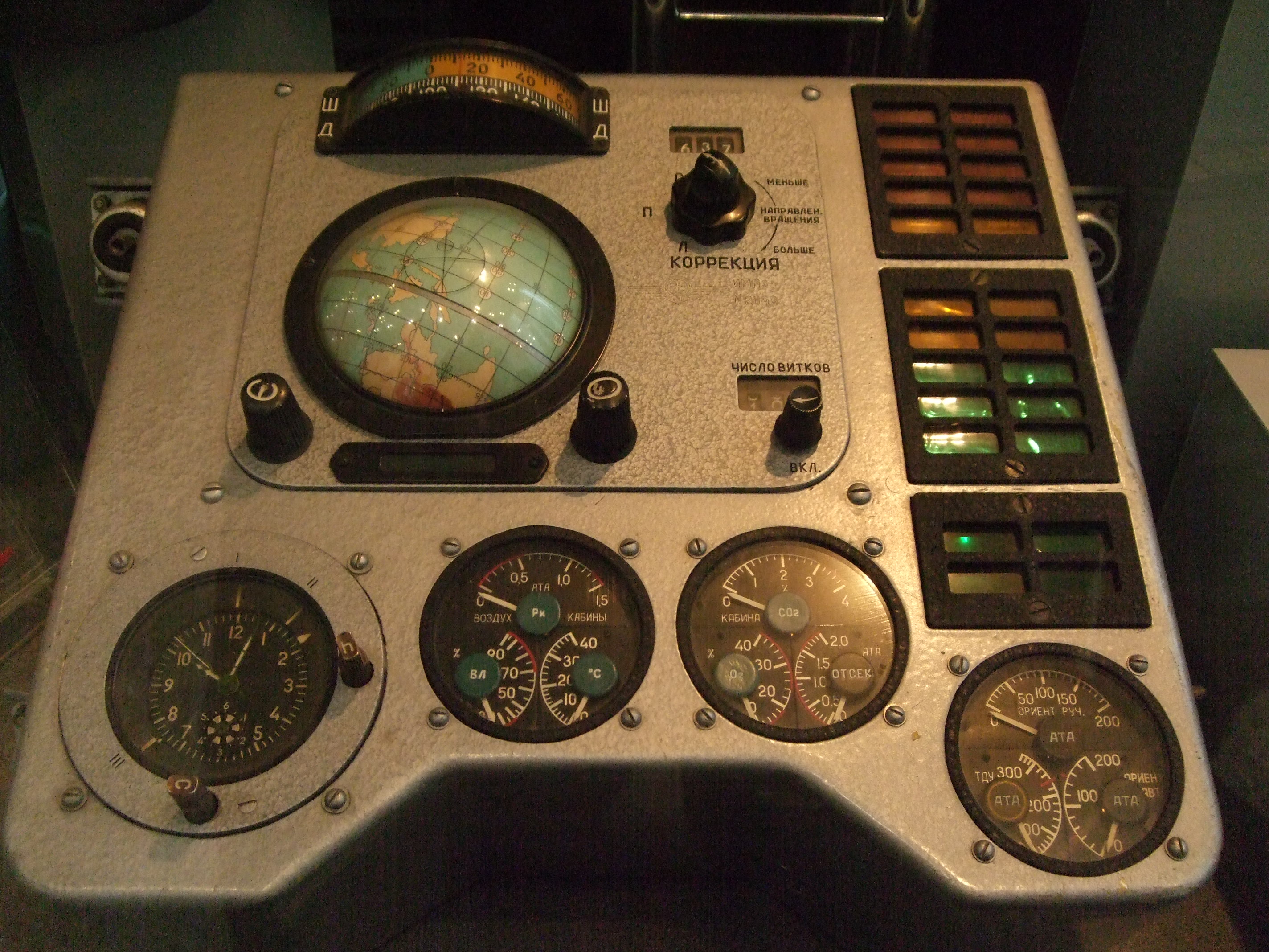 Part of Vostok-1 spacecraft control panel