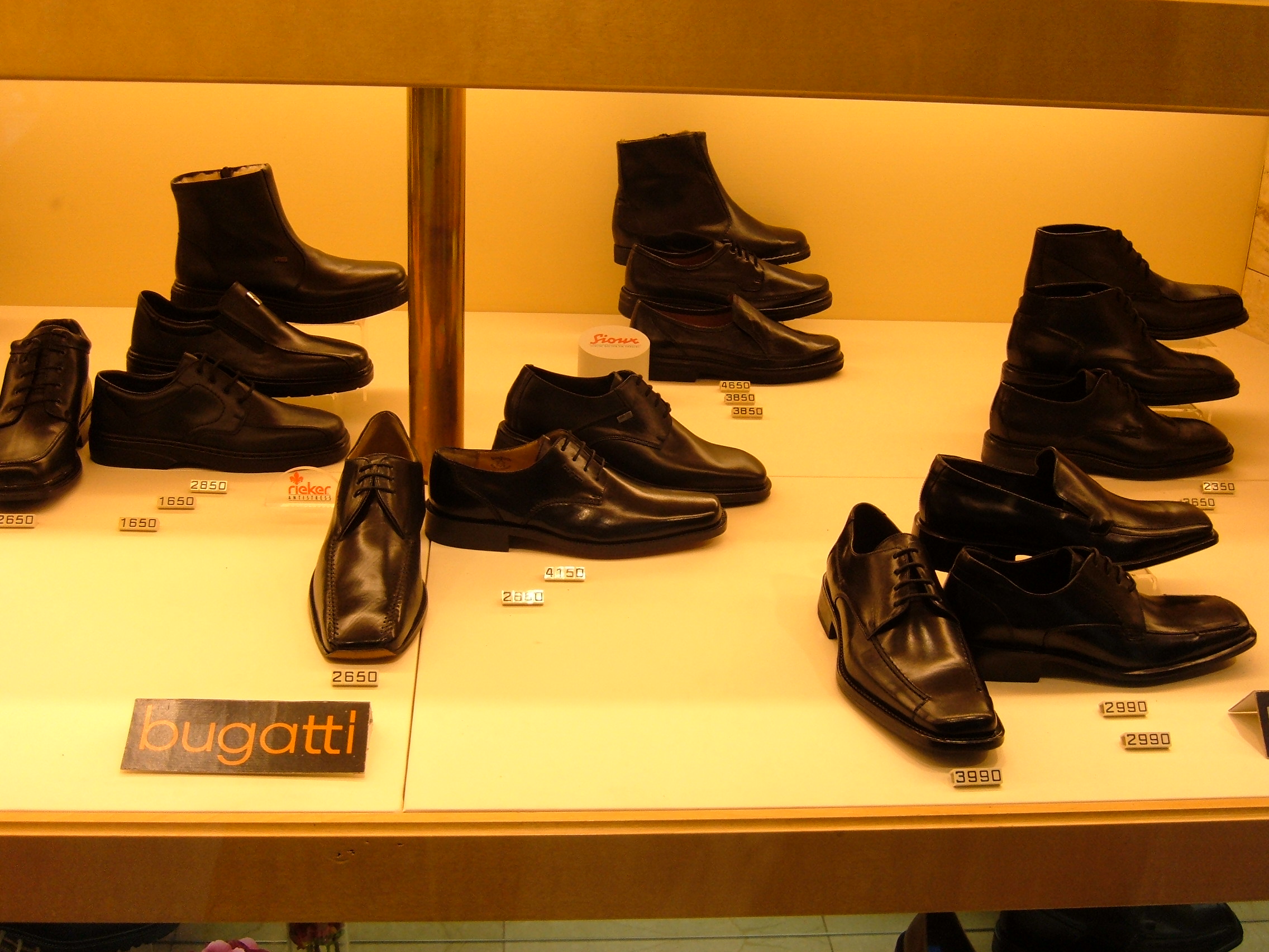 Bugatti shoes on display, Prague