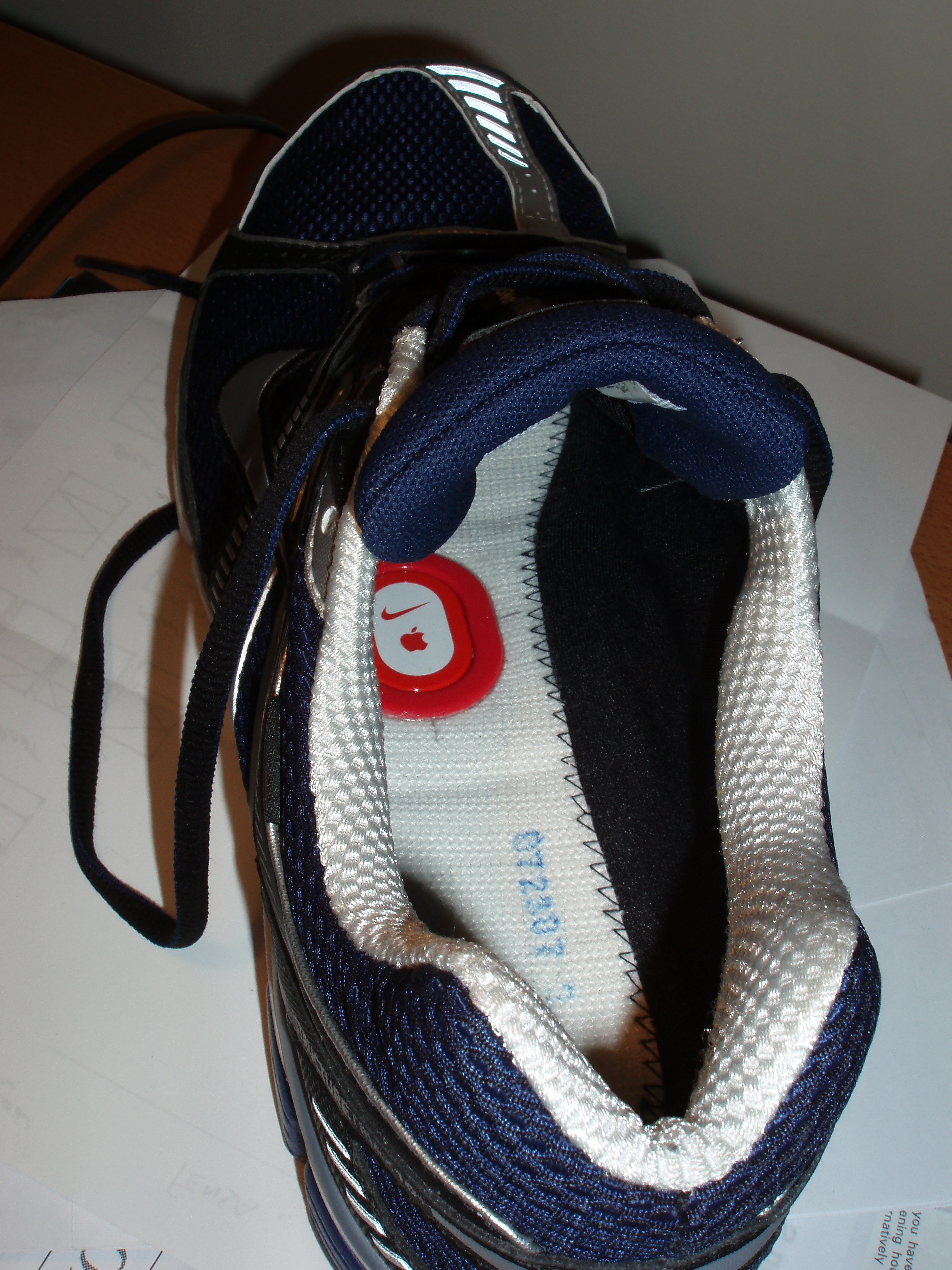 Nike+ transmitter in shoe