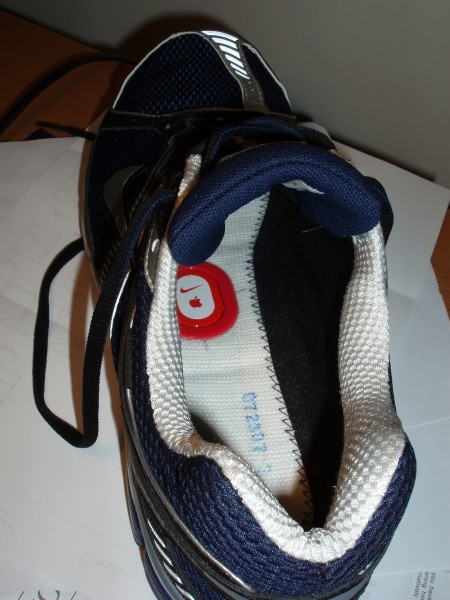 Nike+ transmitter in shoe