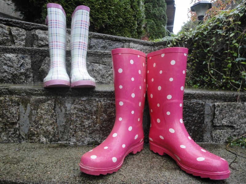 Rain boots on Stairs