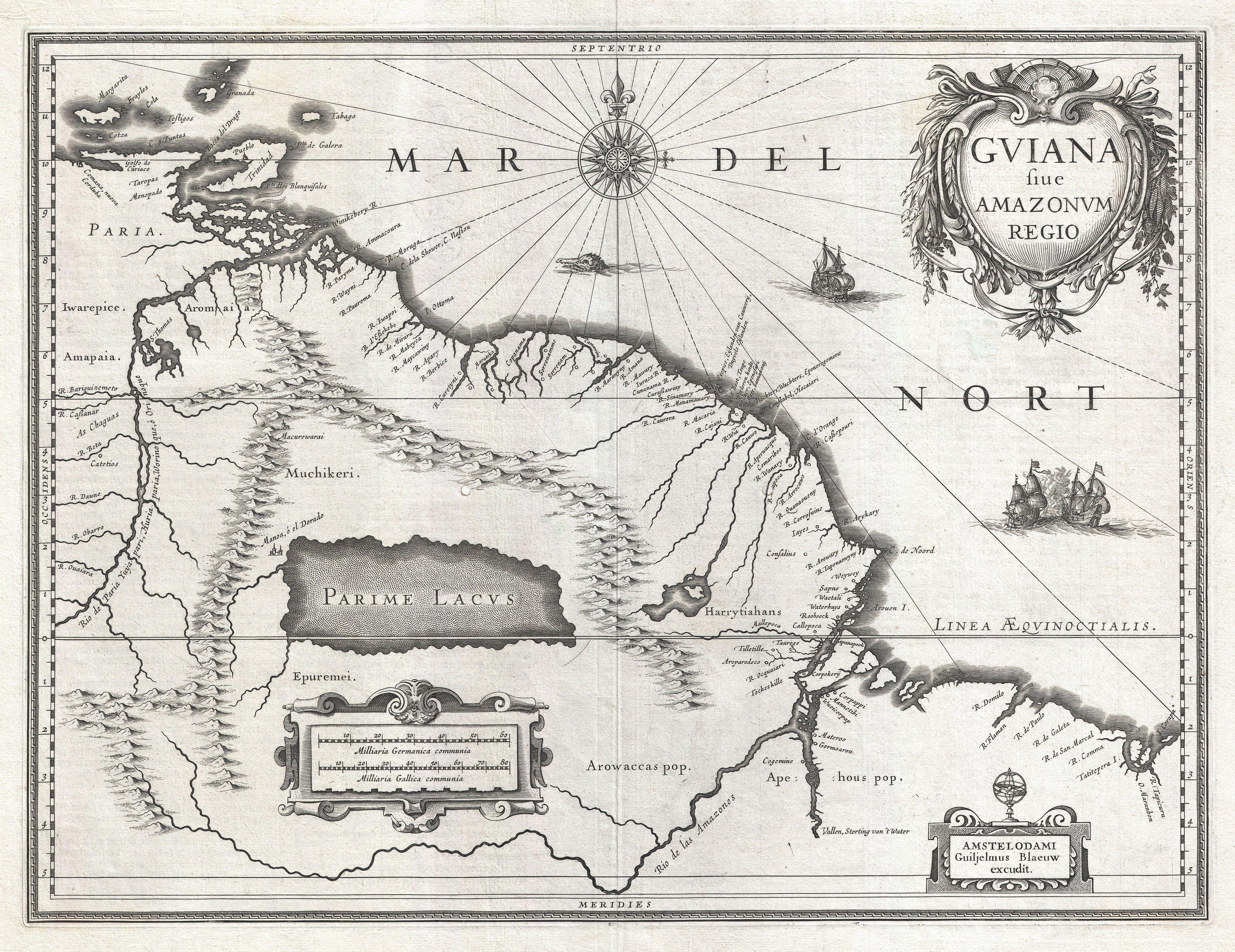 1635 Blaeu Map Guiana, Venezuela, and El Dorado - Geographicus - Guiana-blaeu-1635