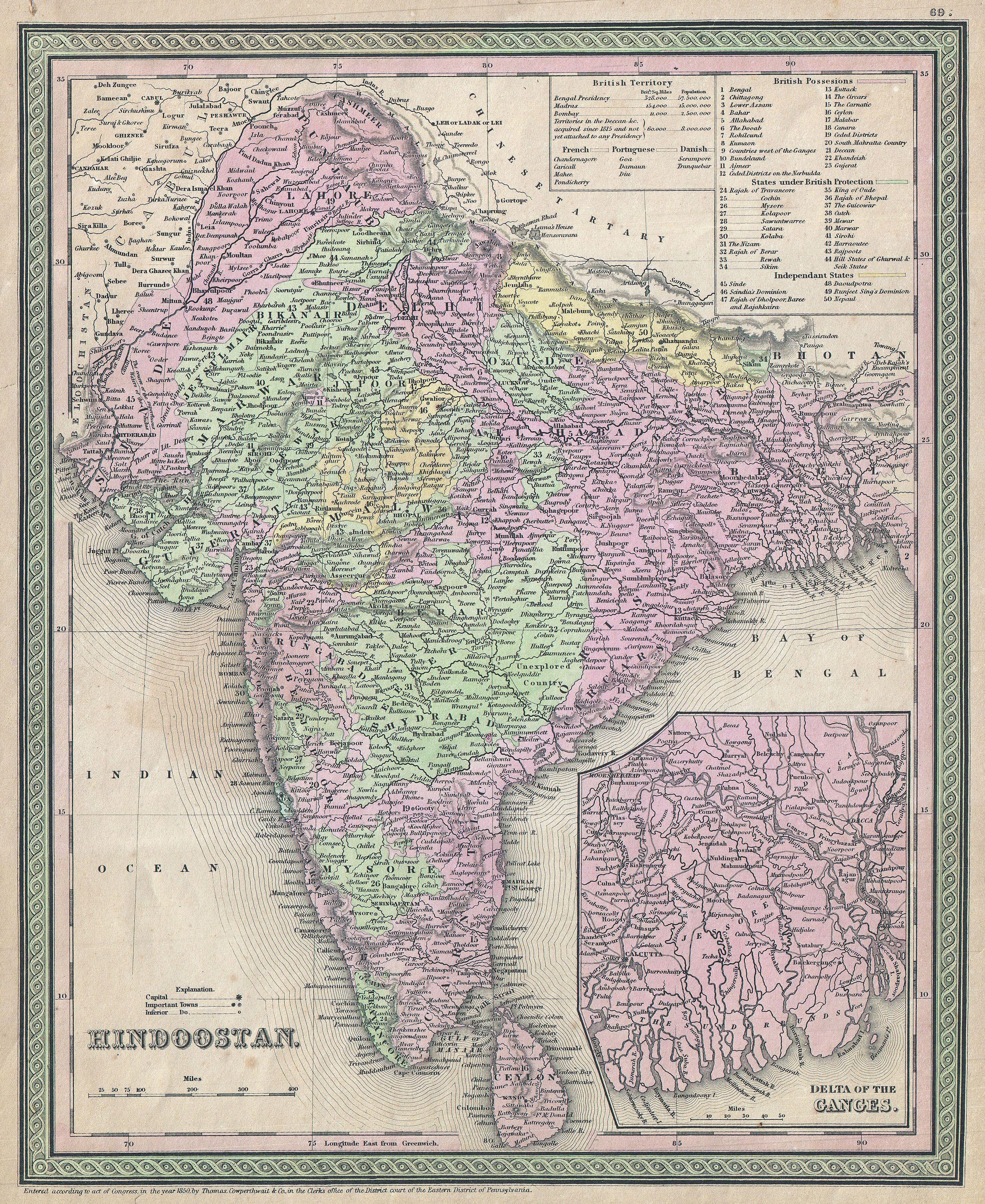 1853 Mitchell Map of India - Geographicus - Hindoostan-mitchell-1850