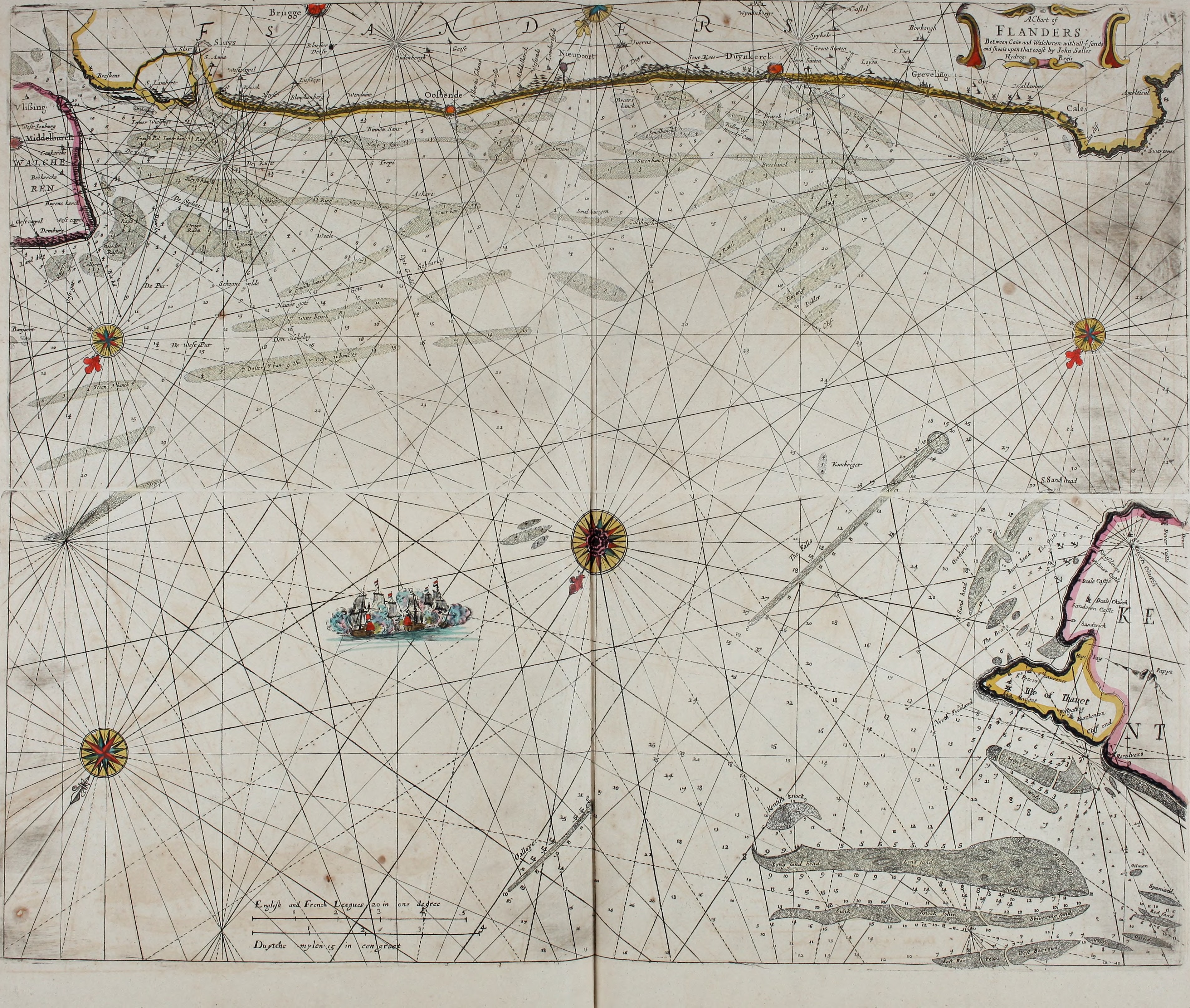 Atlas maritimus, or A book of charts - Describeing the sea coasts capes headlands sands shoals rocks and dangers the bayes roads harbors rivers and ports, in most of the knowne parts of the world. (14753119292)