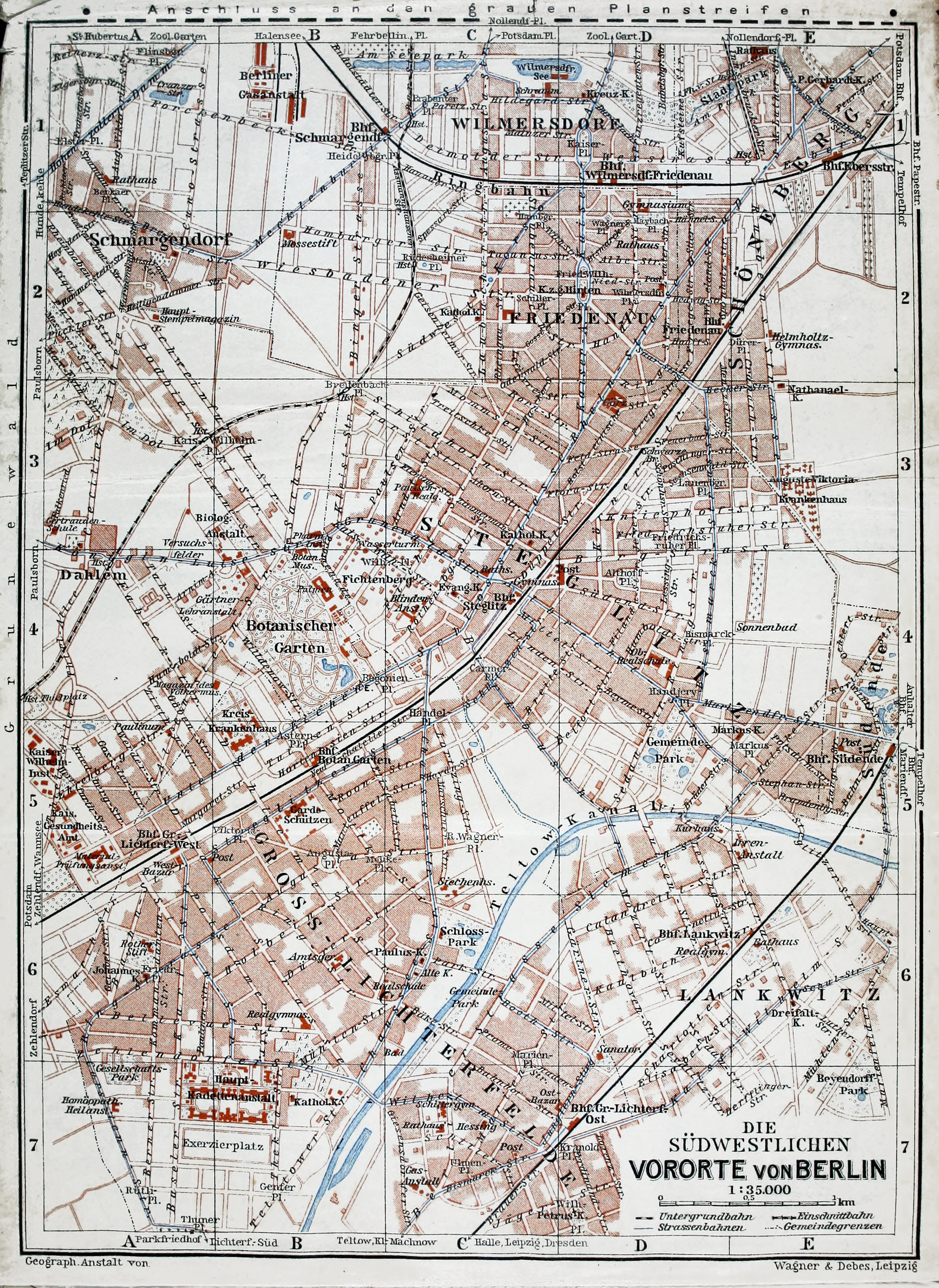 Baedeker, Plan der Südwestlichen Vororte von Berlin, 1914