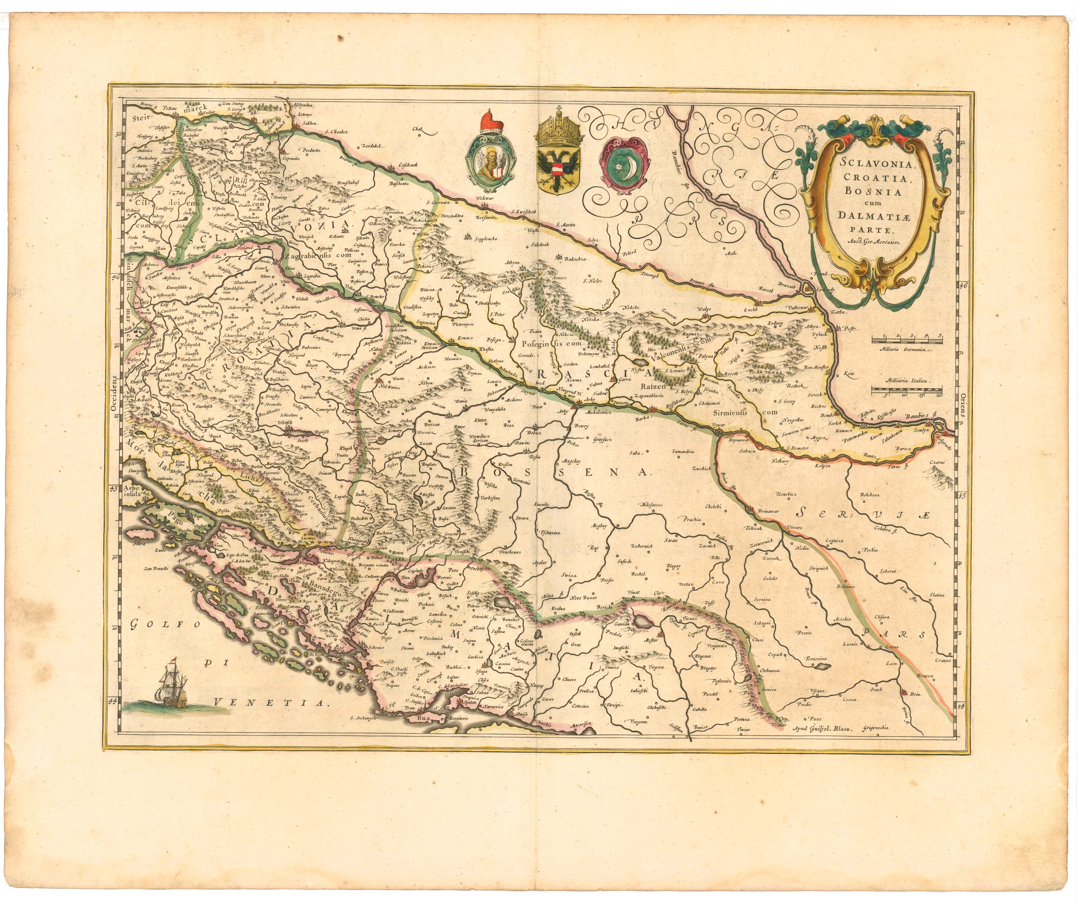 Blaeu 1645 - Sclavonia Croatia Bosnia cum Dalmatiæ parte