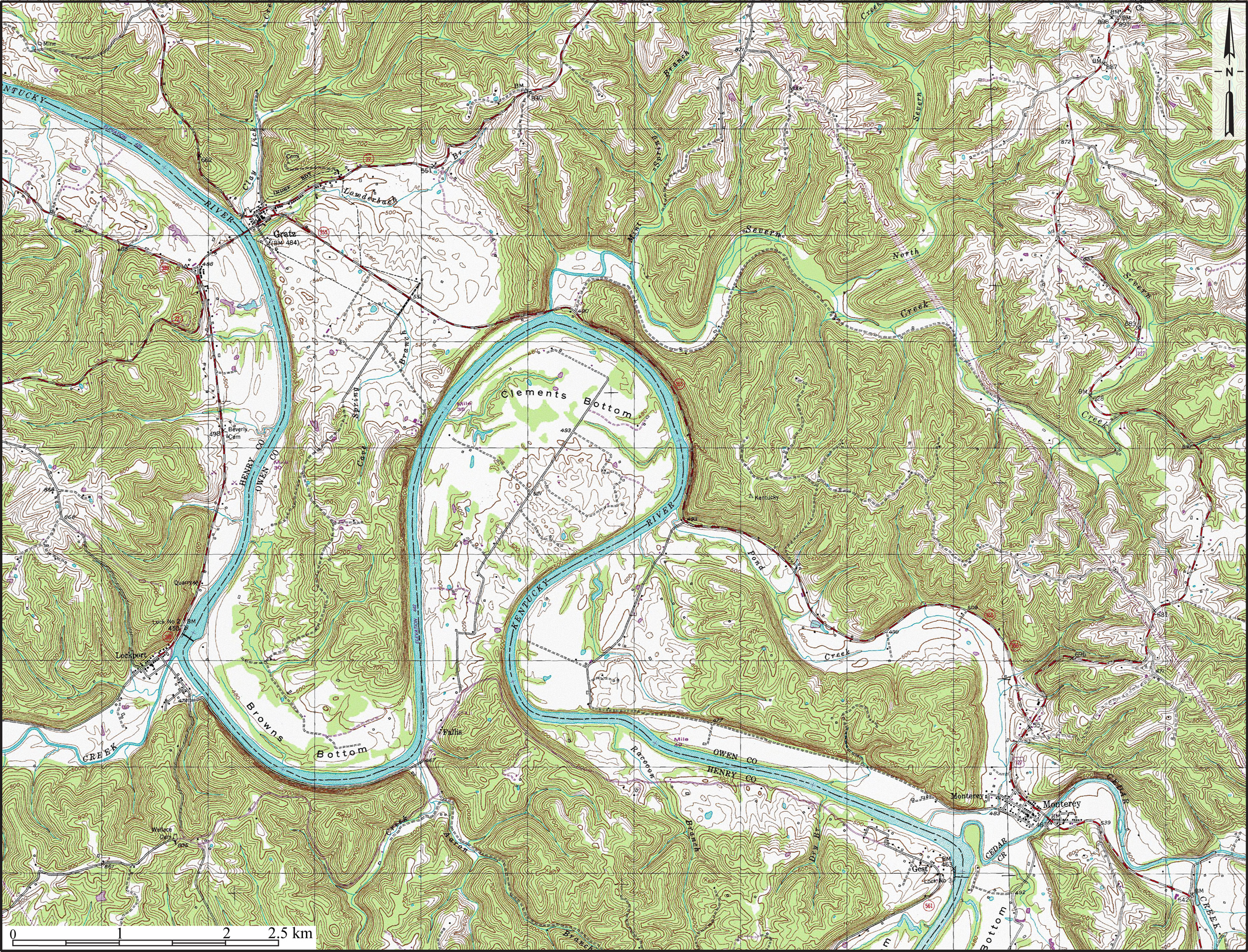 EntrenchedMeandersKY3Topo