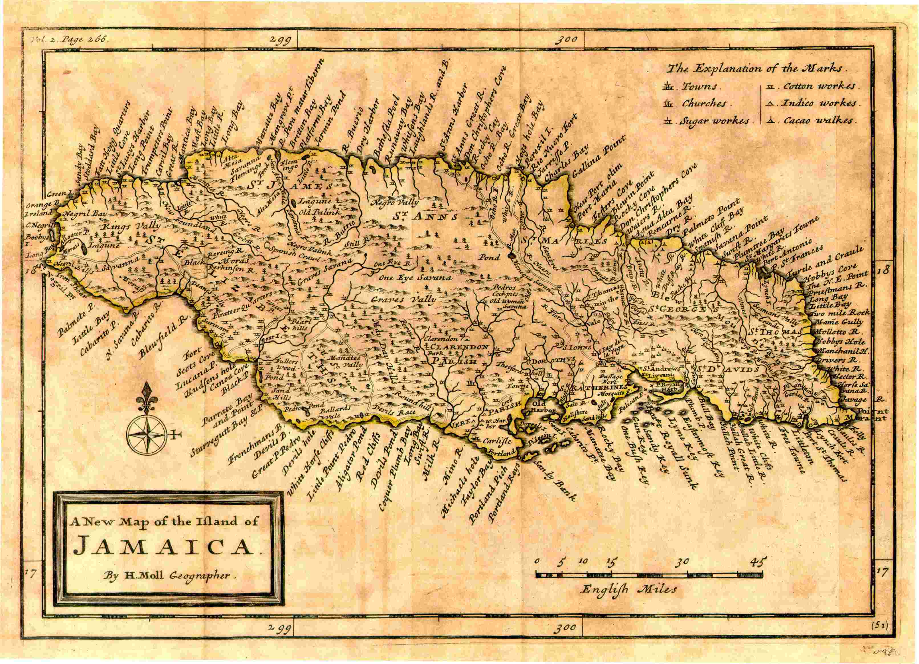 Herman Moll. A New Map of the Island of Jamaica. 1717