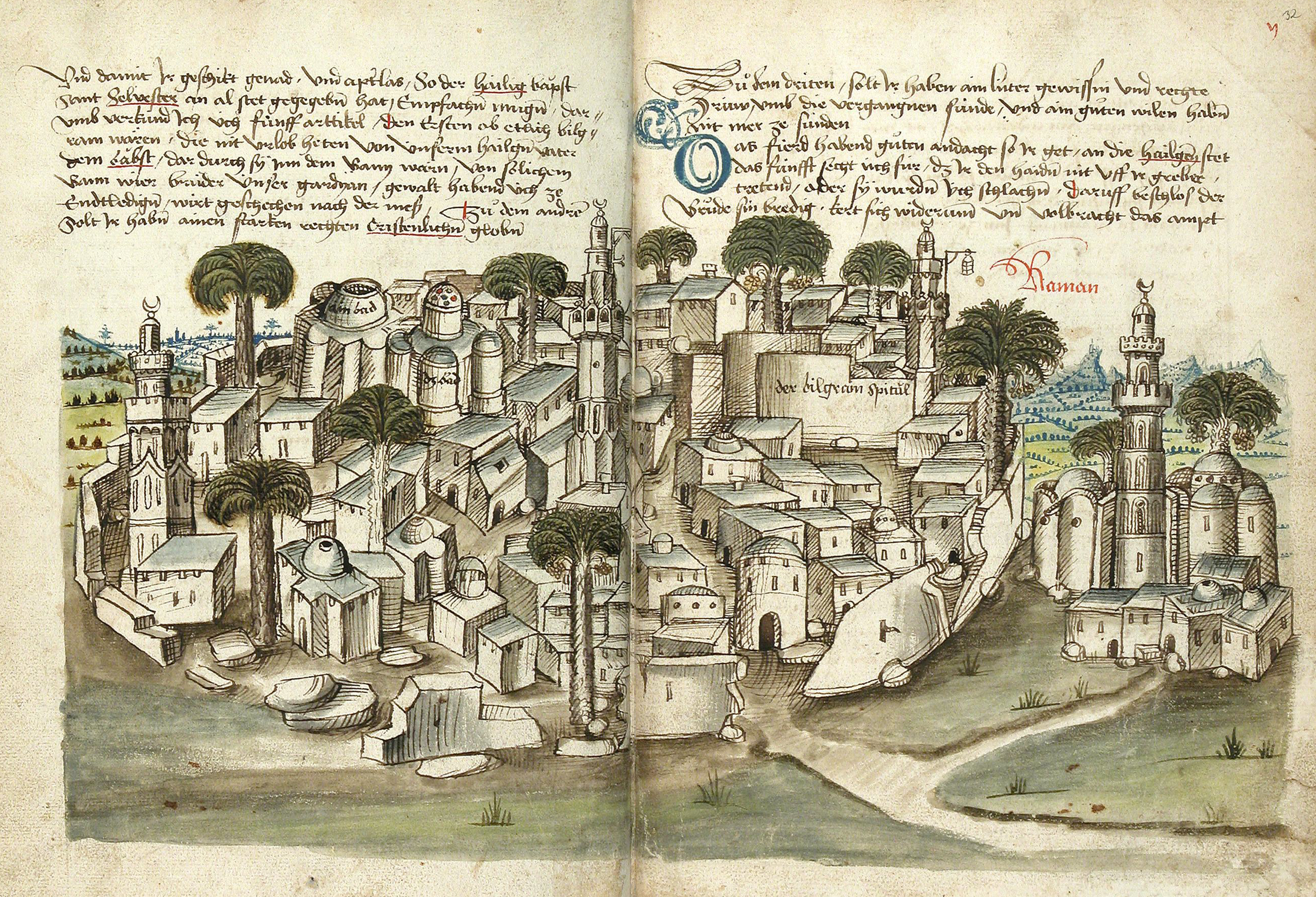 Konrad von Grünenberg - Beschreibung der Reise von Konstanz nach Jerusalem - Blatt 31v-32r