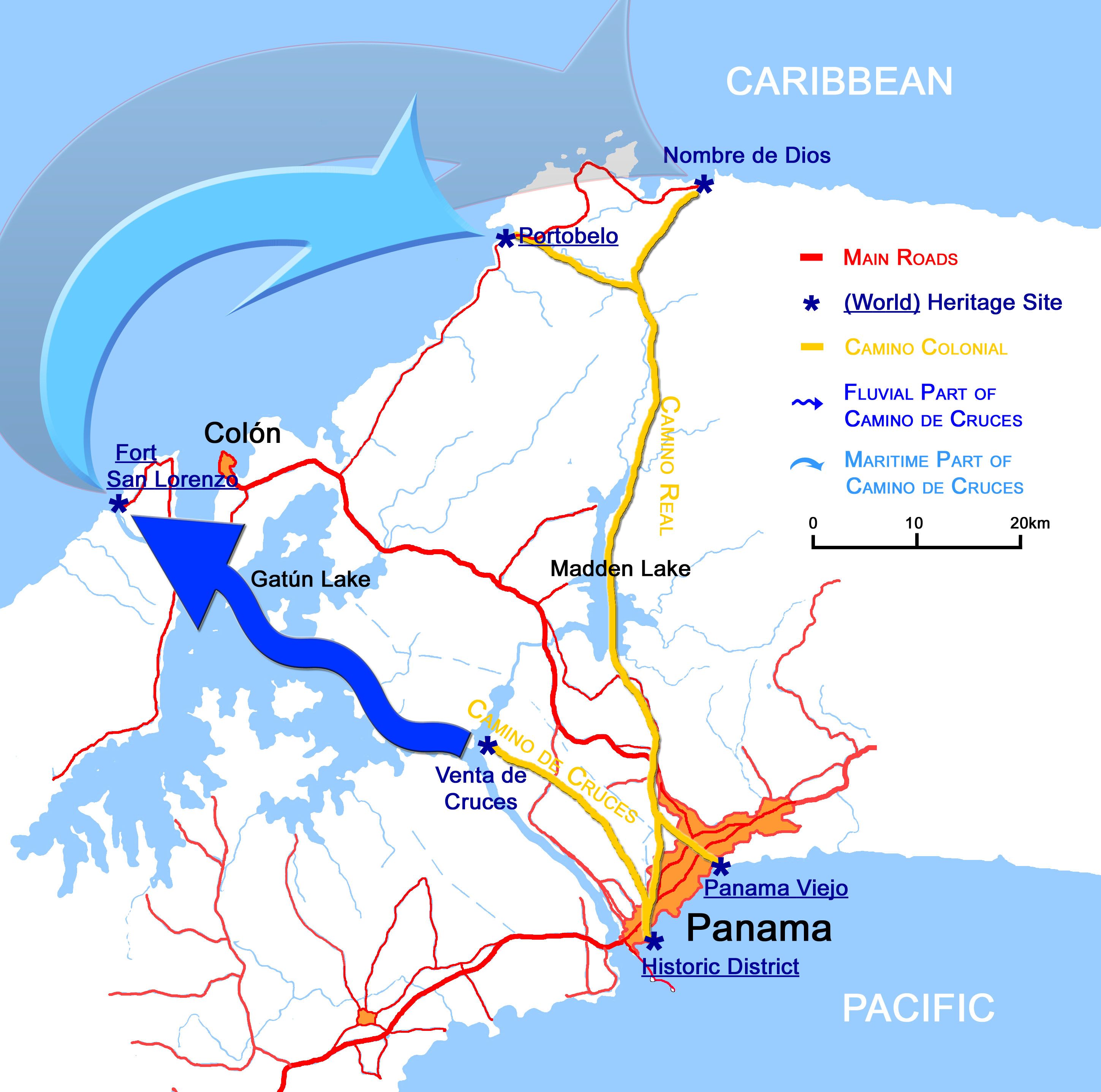 Location colonial roads