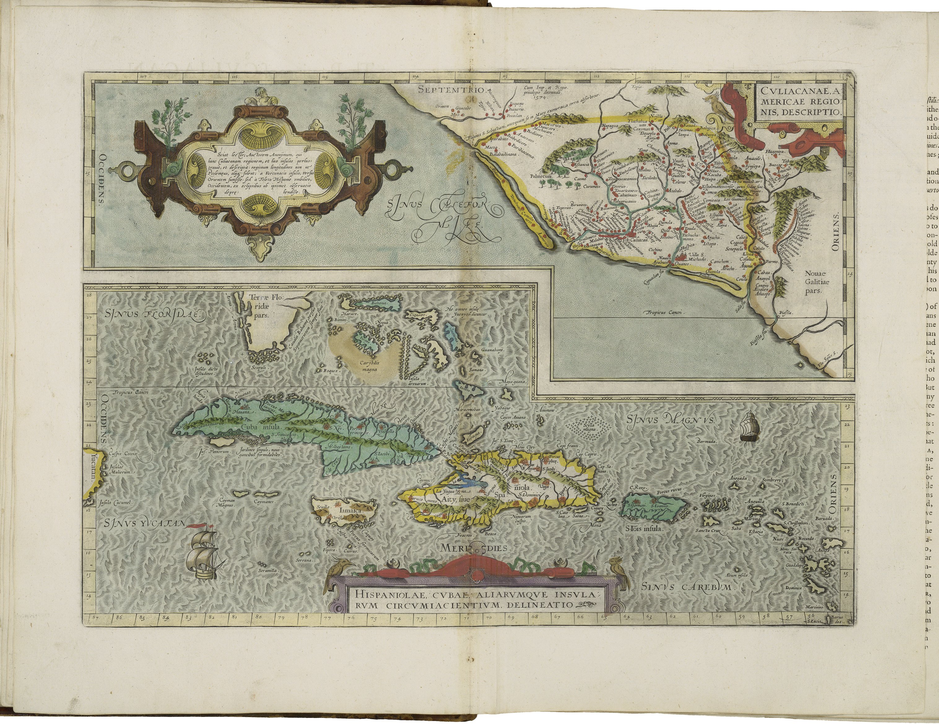 Maps of Culiacán and of Hispaniola and Cuba by Abraham Ortelius