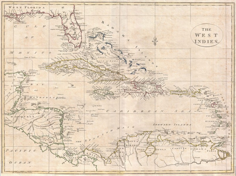 1799 Clement Cruttwell Map of West Indies - Geographicus - WestIndies-cruttwell-1799