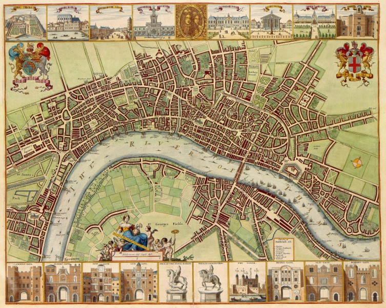 17th century map of London (W.Hollar)