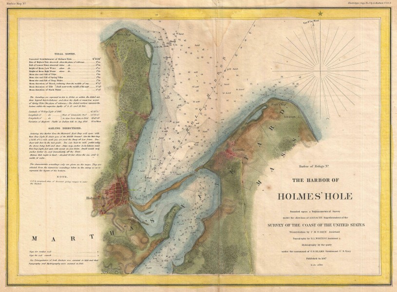 1847 U.S. Coast Survey Map of Holmes' Hole (Vineyard Haven), Martha's Vineyard, Massachusetts - Geographicus - HolmesHole-uscs-1847