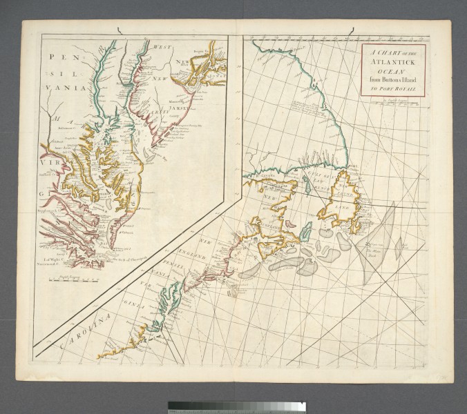 A chart of the Atlantick Ocean from Buttons Island to Port Royall (NYPL b13872920-484218)