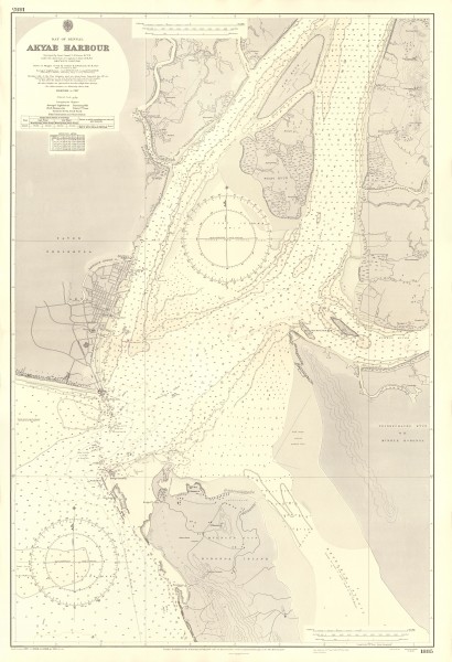 Admiralty Chart No 1885 Akyab Harbour Published 1929